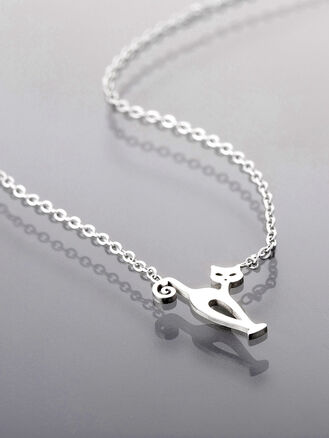 Vtilný náhrdelník s přívěskem kočka, chirurgická ocel 