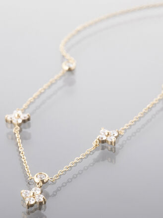 Romantický náhrdelník s krystalky , chirurgická ocel ve zlaté a stříbrné barvě