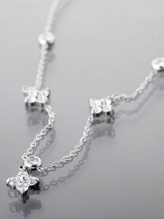 Romantický náhrdelník s krystalky , chirurgická ocel ve zlaté a stříbrné barvě