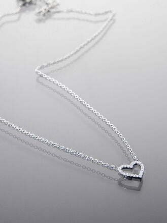 Elegantní náhrdelník z chirurgické oceli ve tvaru srdce s krystky