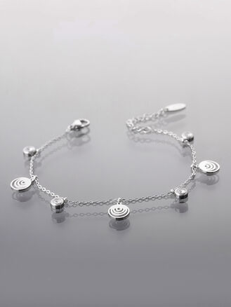 Romantický řetízkový náramek z chirurgické oceli s kolečky a krystalky