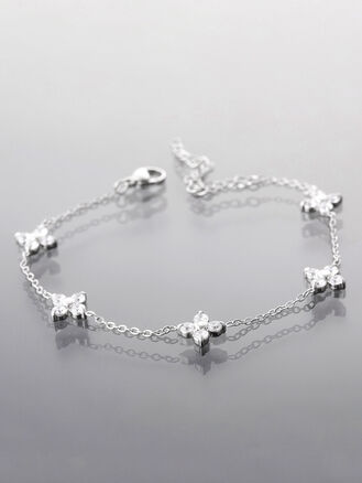 Něžný řetízkový náramek z chirurgické oceli se zářivými krystalky