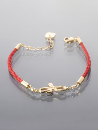 Provázkový náramek s detaily z chirurgické oceli, zlatá barva kovu