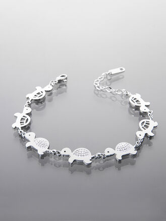 Elegantní náramek ve tvaru želvy z chirurgické oceli s krystalky pro ženy a dívky