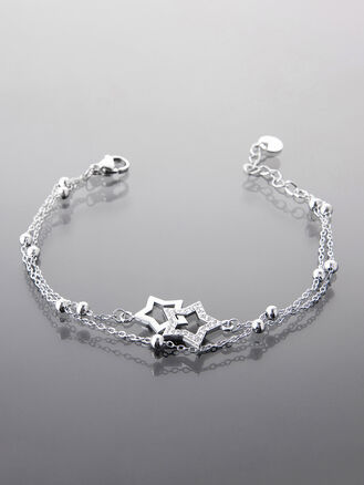 Elegantní náramek z chirurgické oceli s hvězdami pro ženy a dívky