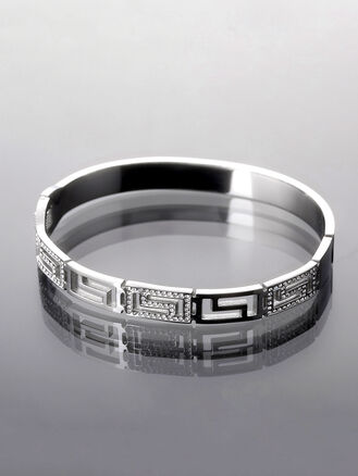 Stylový náramek z chirurgické oceli, stříbrná barva kovu s krystalky