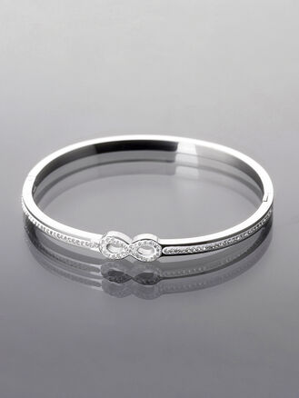 Romantický náramek z chirurgické oceli, stříbrná barva kovu s krystalky, nekonečno