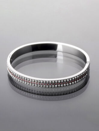 Romantický náramek z chirurgické oceli, stříbrná barva kovu s krystalky