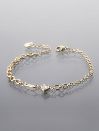 Řetízkový náramek z chirurgické oceli s drobným srdíčkem, zlatá barva kovu