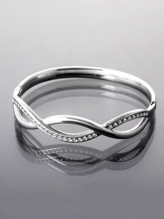 Trendy náramek z chirurgické oceli, stříbrná barva kovu, dva proudy