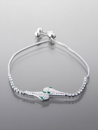 Elegantní náramek ze stříbrné chirurgické oceli s krystalovými hadem pro ženy a dívky