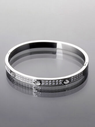 Zářivý náramek z chirurgické oceli, stříbrná barva kovu s krystalky