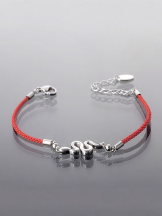 Provázkový náramek s detaily z chirurgické oceli, stříbrná barva kovu