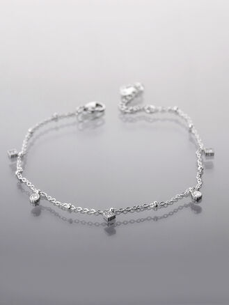 Elegantní stříbrný řetízek na nohu s krystalovým osazením pro dívky a ženy