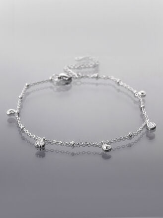 Elegantní stříbrný řetízek na nohu ve tvaru srdce z chirurgické oceli pro ženy a dívky