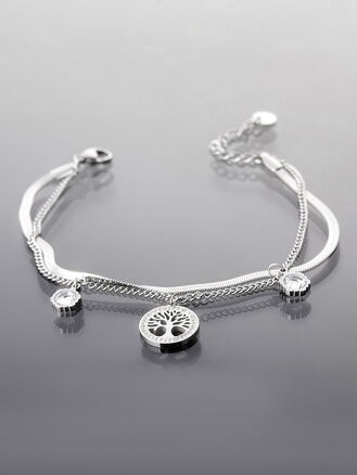 Elegantní náramek ze stříbrné chirurgické oceli ve tvaru stromu života pro ženy a dívky