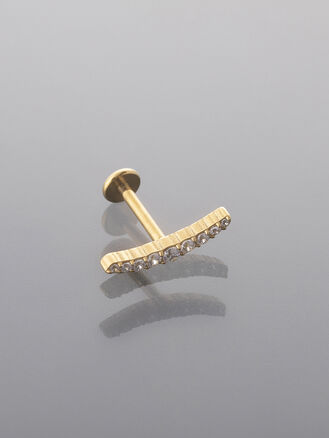 Piercing do brady, ucha nebo rtů, tyčka s krystalky, leštěná chirurgická ocel ve dvou barvách