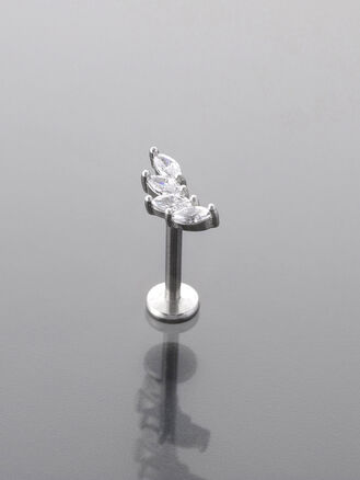 Piercing do brady, ucha nebo rtů, s krystalky, leštěná chirurgická ocel