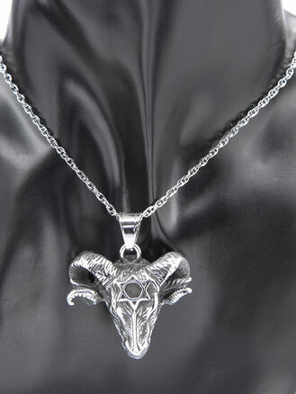 Přívěsek hlava berana z leštěné chirurgické oceli, stříbrná barva kovu