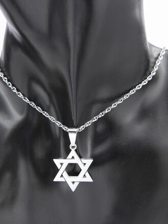 Přívěsek Davidova hvězda, z leštěné chirurgické oceli, stříbrná barva kovu