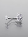 Piercing do pupíku z chirurgické oceli, kvítek s čirými krystalky