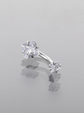 Piercing do pupíku z chirurgické oceli, zlatá a stříbrná barva kovu, čtverec