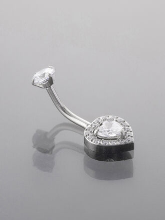 Piercing do pupíku z chirurgické oceli, zlatá a stříbrná barva kovu, srdíčko