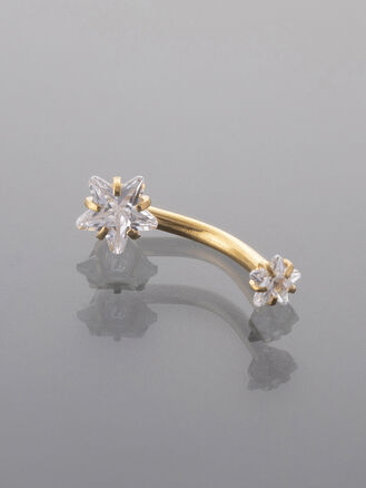 Piercing do pupíku z chirurgické oceli, zlatá a stříbrná barva kovu