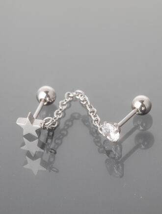 Dvojitý piercing do helixu z leštěné chirurgické oceli