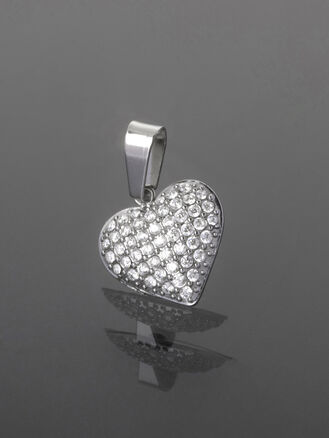 Přívěsek ve tvaru srdíčka, leštěná chirurgická ocel, zlatá, nebo stříbrná barva kovu 