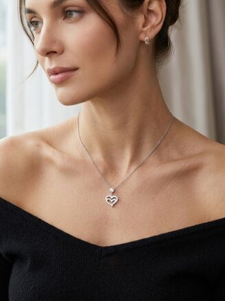 Jemný náhrdelník, řetízek z chirurgické oceli s přívěskem ve tvaru srdce s krystalky 