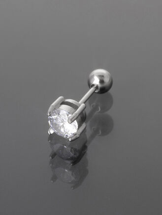 Činka piercing do ucha s krystalkem, z chirurgické oceli 