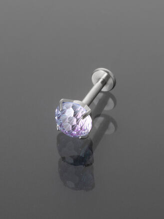 Piercing do brady, ucha nebo rtu, s duhovým krystalkem, leštěná chirurgická ocel stříbrná