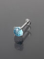Piercing do brady, ucha nebo rtu, s azurovým krystalkem, leštěná chirurgická ocel stříbrná