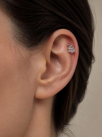  Piercing do brady, ucha nebo rtu, labuť s krystalky, chirurgická ocel, stříbrná barva