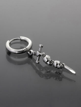 Helix piercing do ucha chirurgická ocel, s lebkami a hrotem